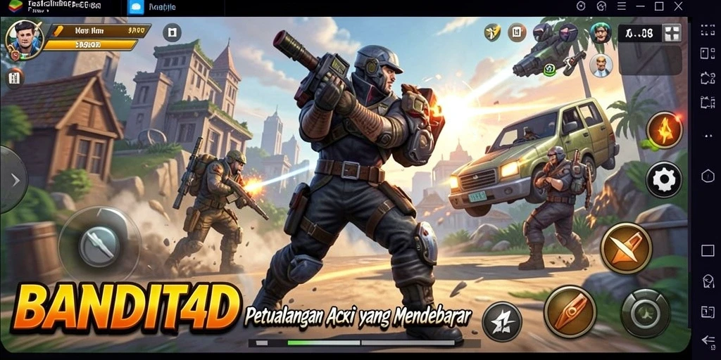 Screenshot aksi mendebarkan dari BANDIT4D, menampilkan pertarungan intens.