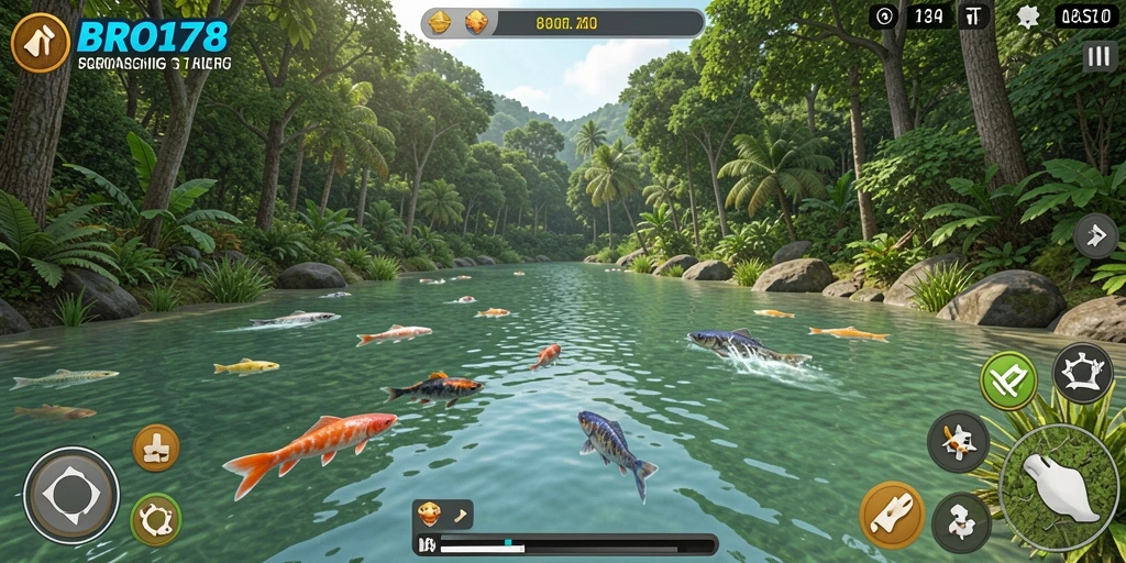 Tampilan gameplay BRO178 yang menegangkan saat memancing ikan raksasa.
