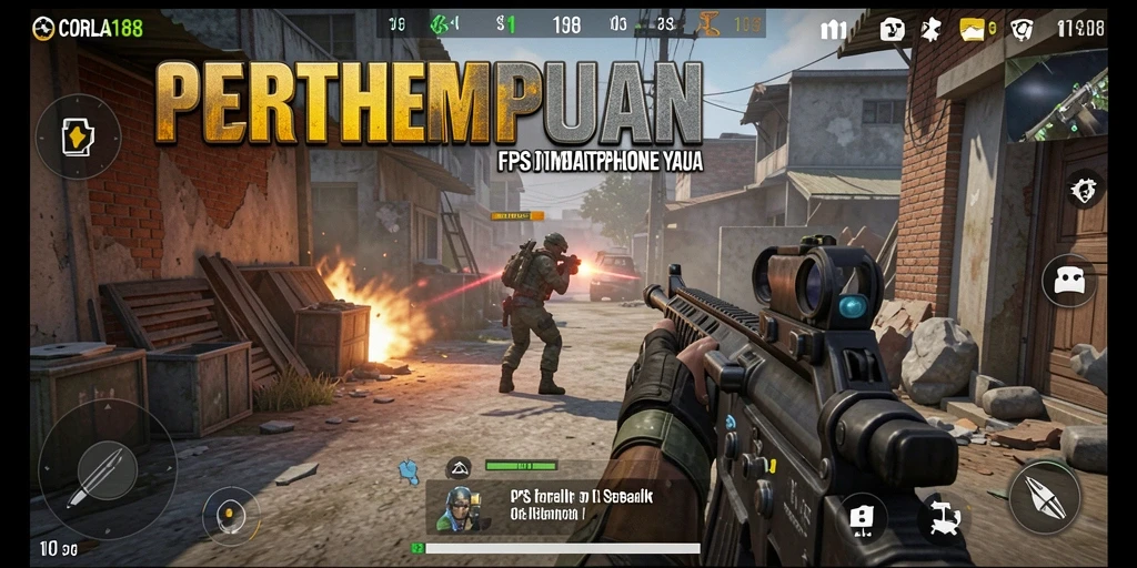 Gameplay intensif CORLA188 dalam aksi pertempuran FPS.