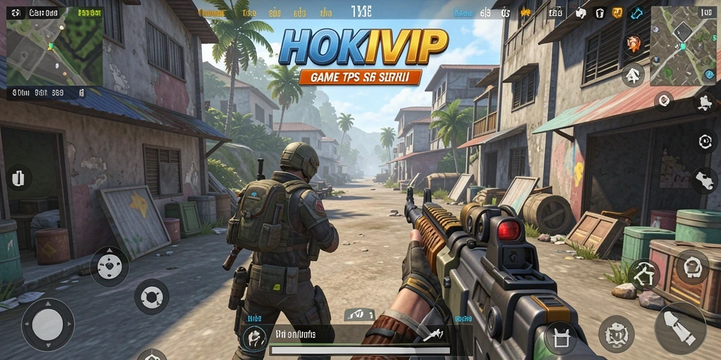 Screenshot HOKIVIP menampilkan aksi tembak-menembak yang intens