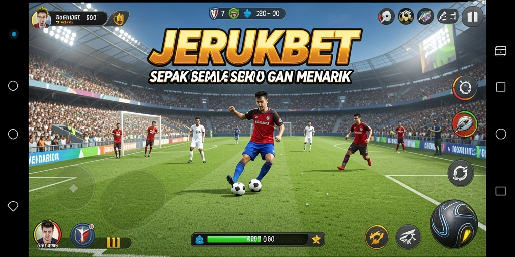 Tampilan gameplay seru dari JERUKBET dengan aksi sepak bola yang mendebarkan.