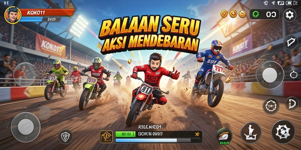 Tampilan gameplay KOKO11 yang menegangkan dan penuh aksi balapan.