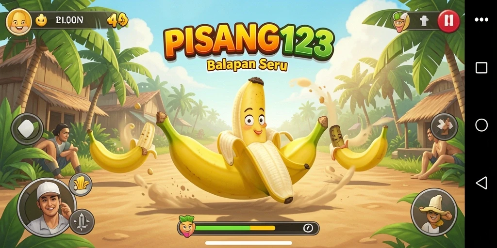 Tampilan seru gameplay balapan PISANG123 yang mendebarkan