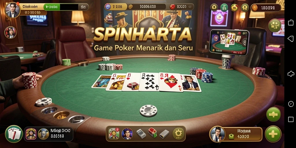 Tampilan menarik gameplay SPINHARTA yang memikat pemain Poker.