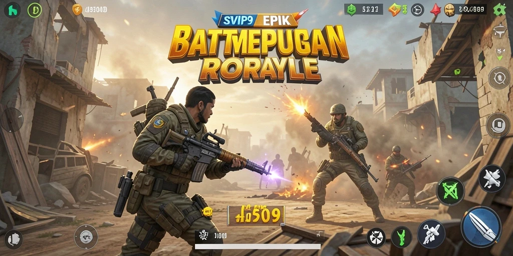 Gameplay seru di SVIP9 dengan pertarungan intens Battle Royale.