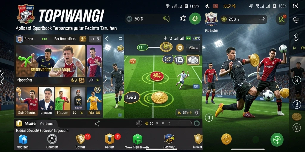 Tampilan layar utama TOPIWANGI dengan berbagai pilihan taruhan olahraga.