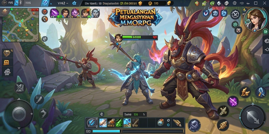 Screenshot dari gameplay menakjubkan dalam dunia MMORPG VV62.